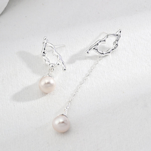 S925 Silver and 10MM Large Round Flawless Pearl Earring (Silver-Tone)