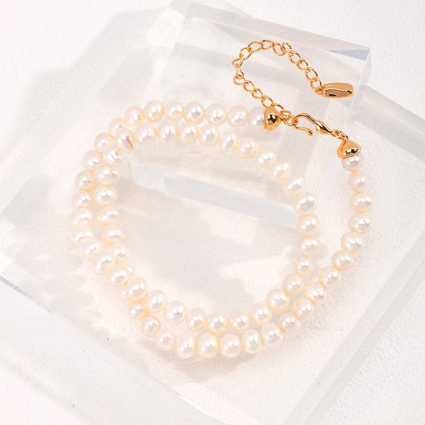 S925 Silver - Vintage Gold Pearl Necklace