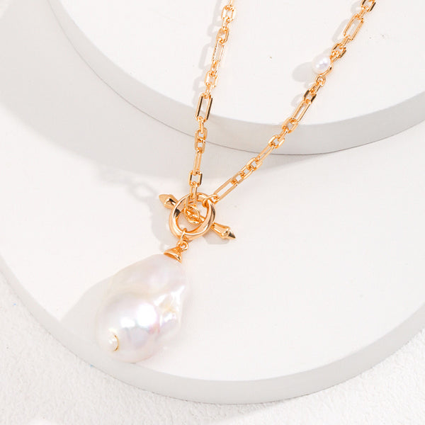 Sterling Silver Baroque Pearl Long Necklace