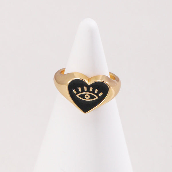 S925 Silver - Vintage Gold Black Ring
