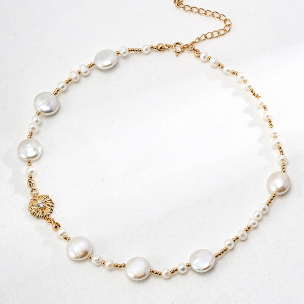 S925 Silver - Vintage Gold Pearl Necklace