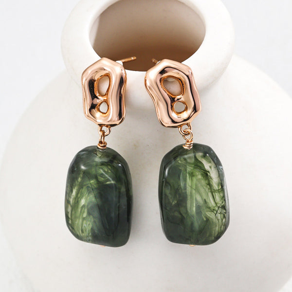 S925 Silver Minimalist Faux Amber Earrings