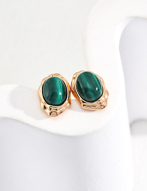 Natural Malachite Earrings / Stud Earrings