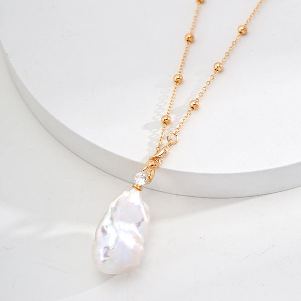 S925 Sterling Silver Natural Pearl & Zircon Necklace