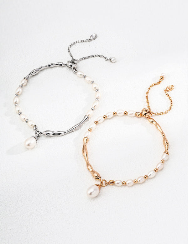 S925 Sterling Silver Natural Pearl Bracelet