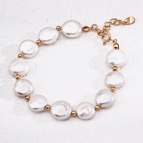 S925 Vintage Gold Pearl Bracelet