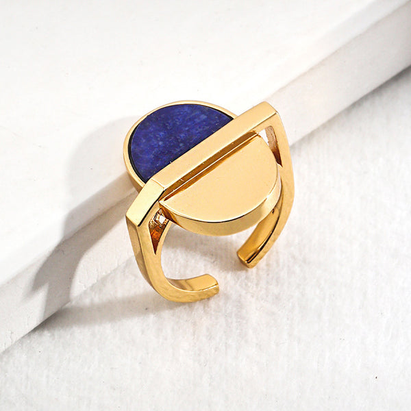 S925 Sterling Silver - Vintage Gold Lapis Lazuli Ring