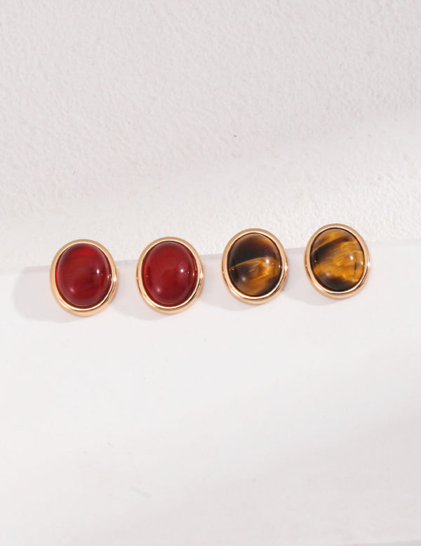 Sterling Silver Agate/Tiger's Eye Earrings