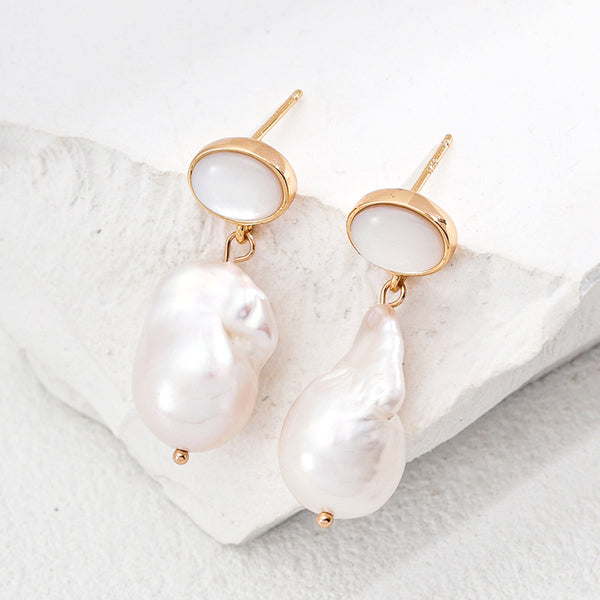 S925 Silver Natural Pearl & Shell Earrings