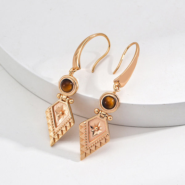S925 Silver Vintage Tiger's Eye Earrings