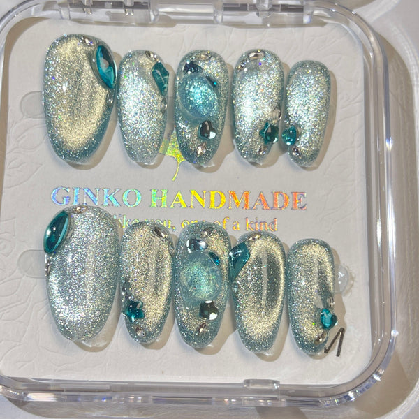 Sky Cat Eye Press On Nails
