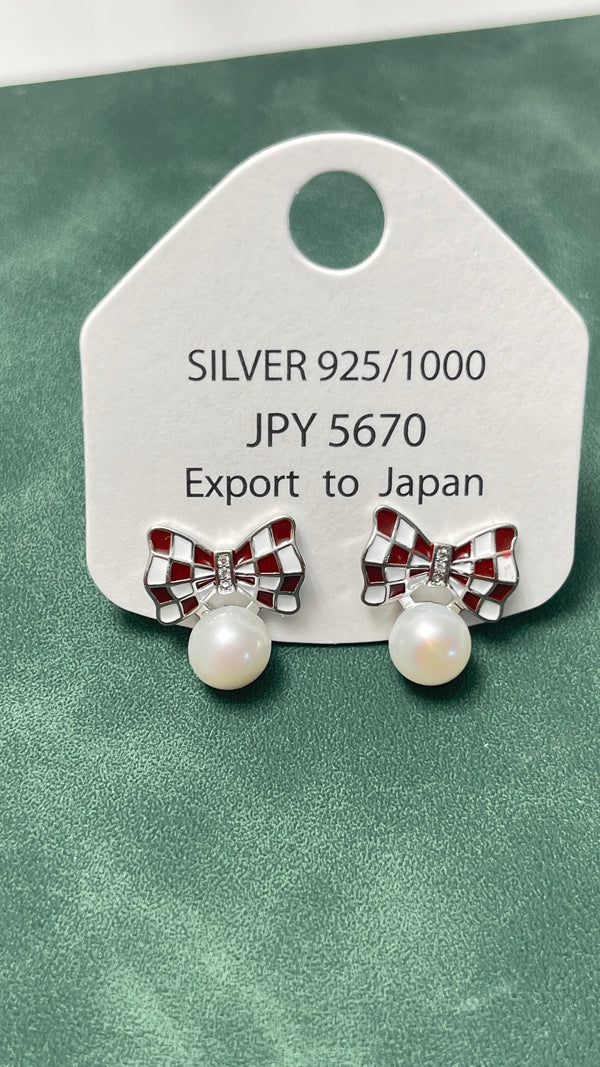 Bowknot Pearl Earrings